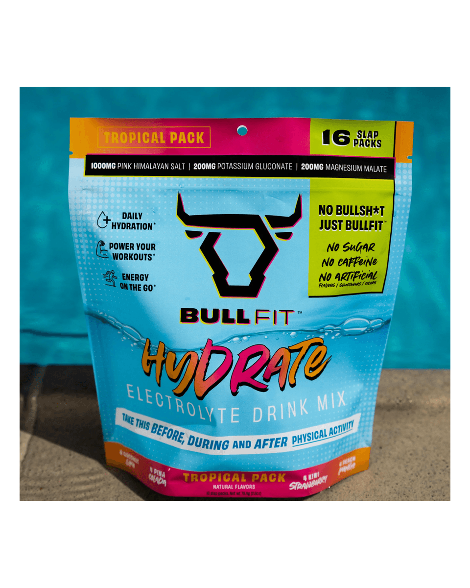 BullFit Hydrate Slap Pack Tropical Variety Display Hydrate Slap Pack Tropical Variety Display studio product image