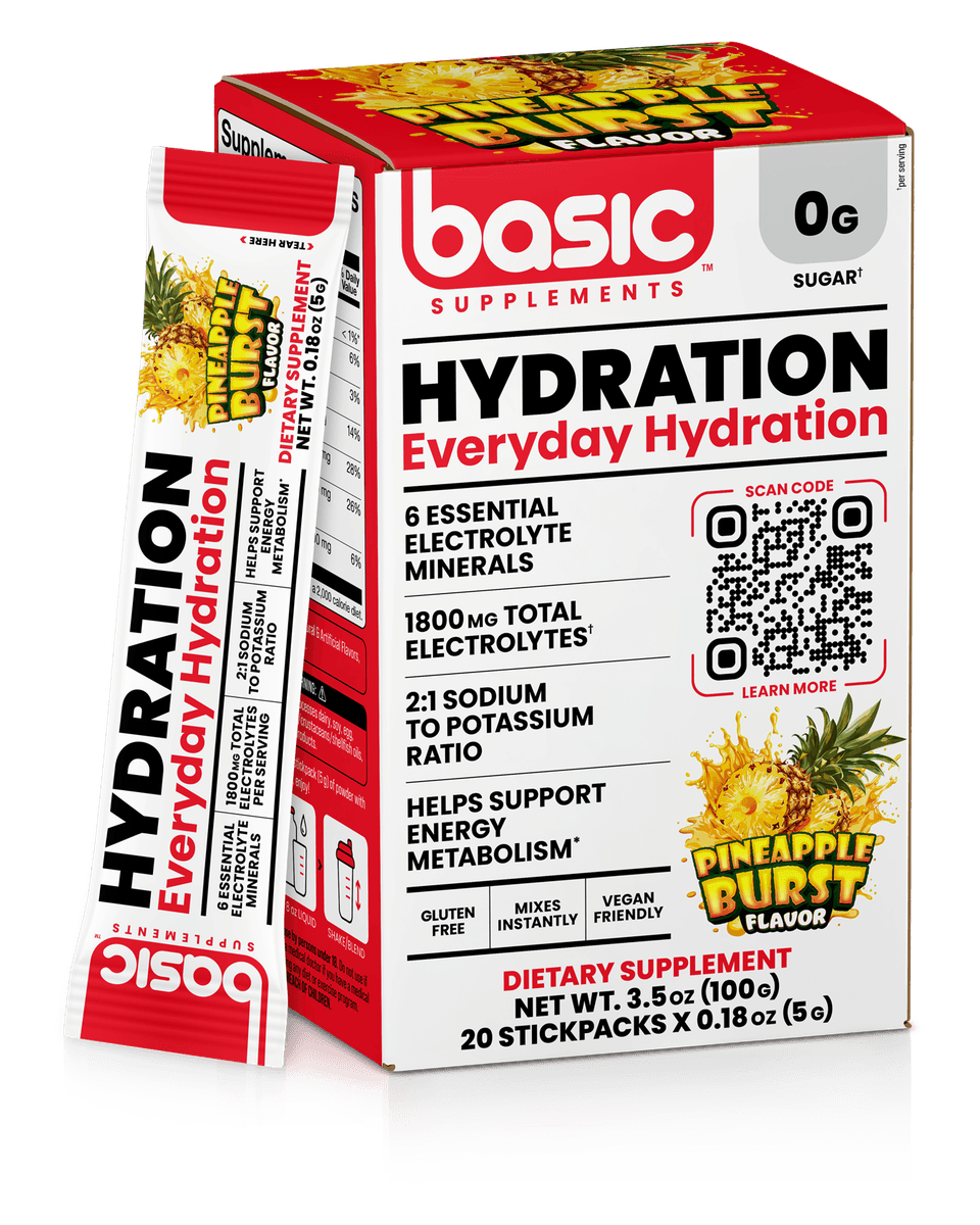 Basic Supplements Basic Hydration Stick Packs Basic Hydration Stick Packs - Pineapple Burst front product view