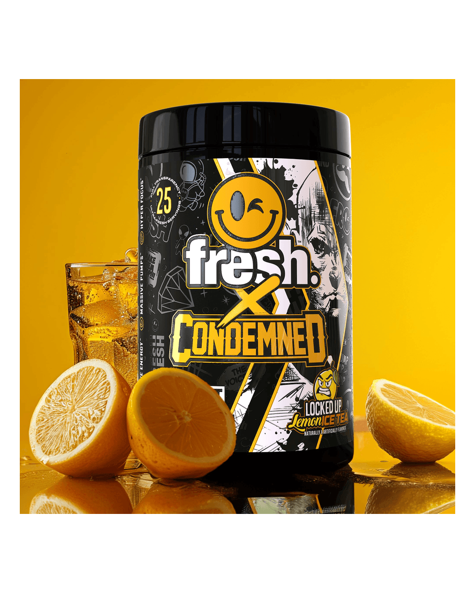 Condemned Labz x Fresh Collab Preworkout x Fresh Collab Preworkout - Locked Up Lemon Ice Tea studio product image